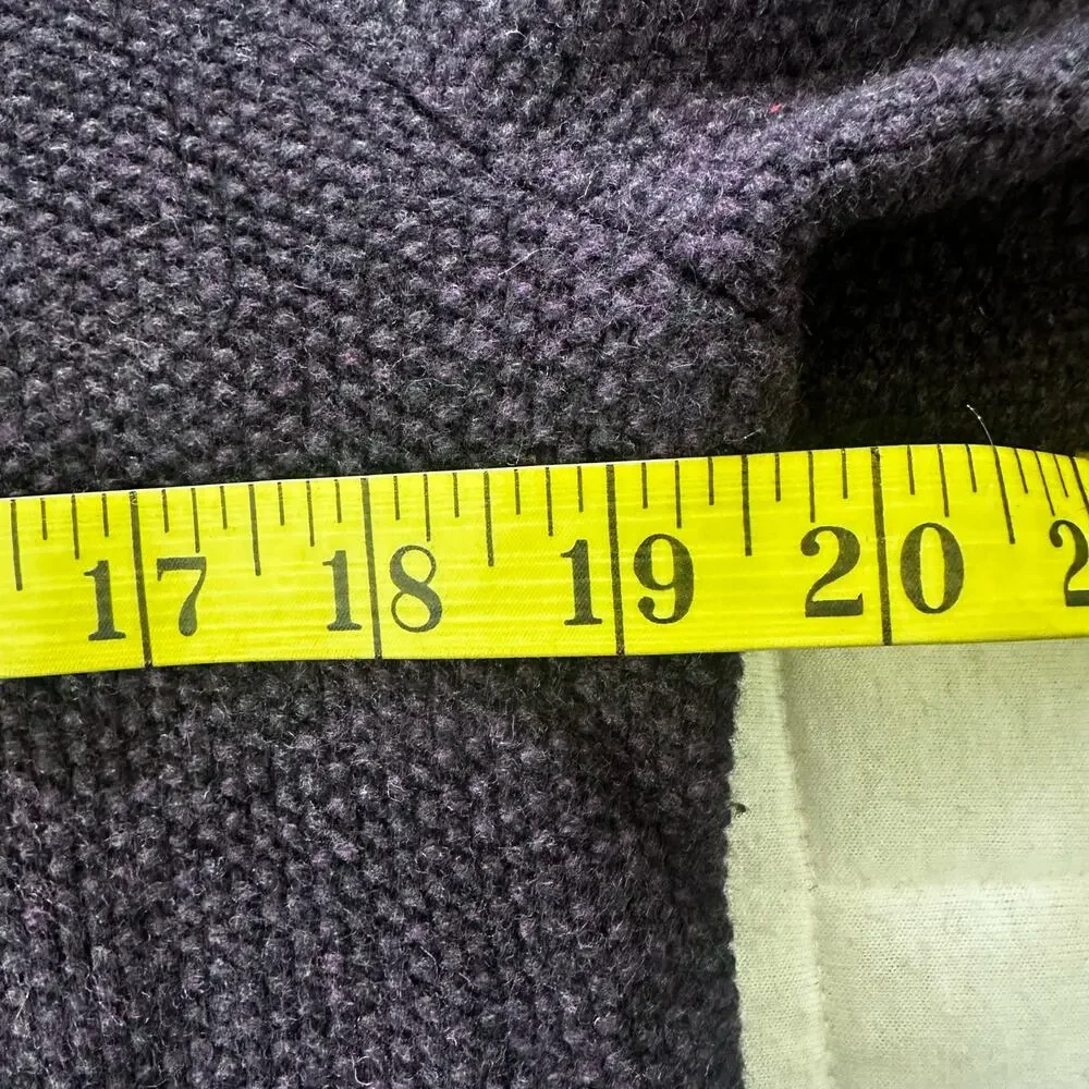 Banana Republic Sweater Mens Dark Purple Shawl Collar Wool Blend Shoulder Patch